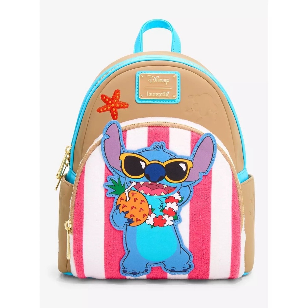 Loungefly Disney Lilo & Stitch Beach Towel Stitch Mini Backpack Exclusive NWT